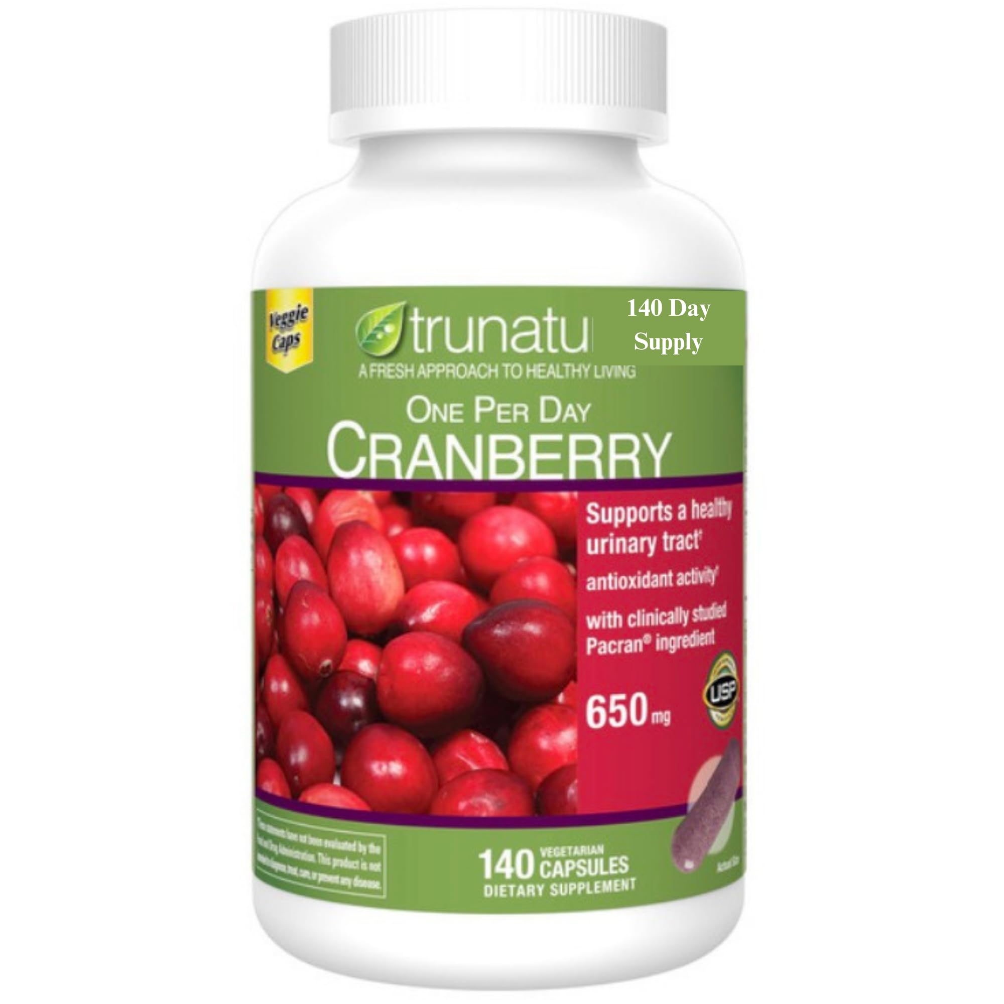Compatible with Nature Cranberry 650 mg bottle shows daily capsule format for easy use