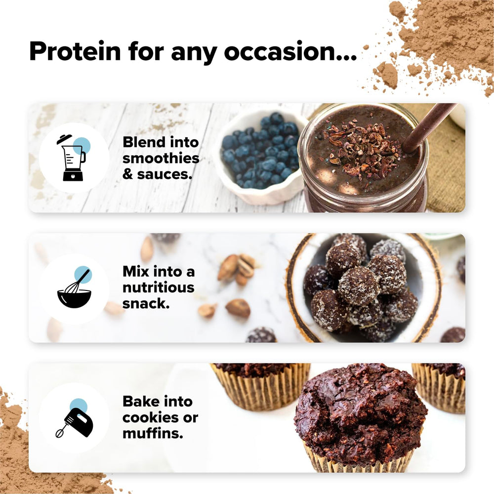 Complement chocolate protein powder shake glass shows smooth texture for quick meals.