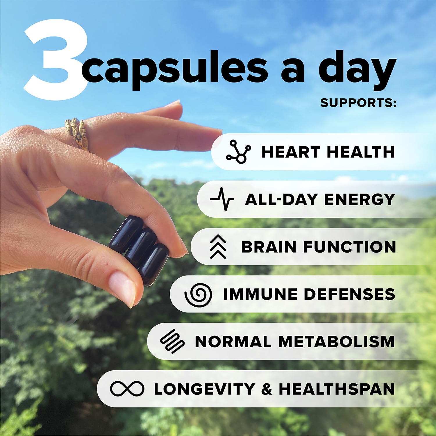 Complement Essential vegan multivitamin capsules close-up highlighting nutrient blend for daily energy and immune support.
