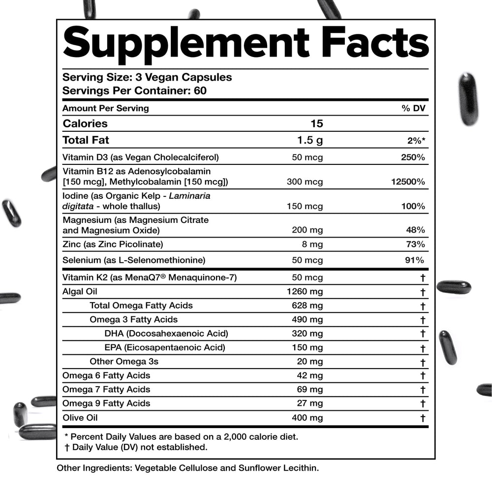 Complement Essential vegan multivitamin taken daily fits plant-based routines.