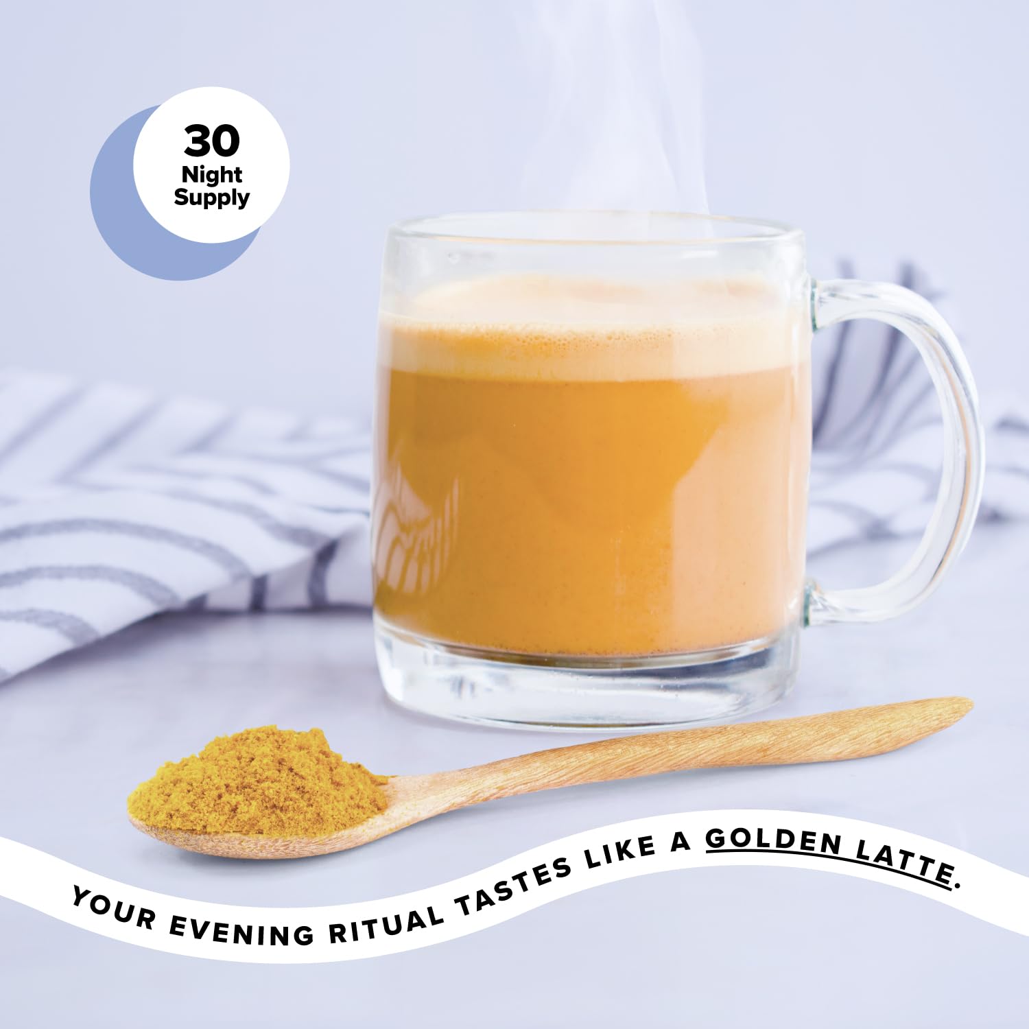 Complement Restore Golden Latte prepared with hot water or milk