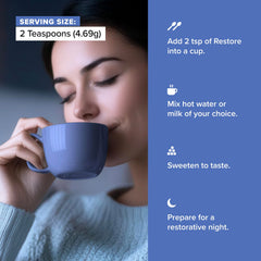 Complement Restore Golden Latte sleep-aid blend supports deeper rest