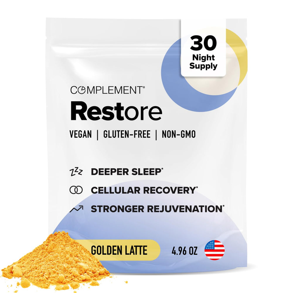 Complement Restore Golden Latte shows triple magnesium forms for calm relaxation