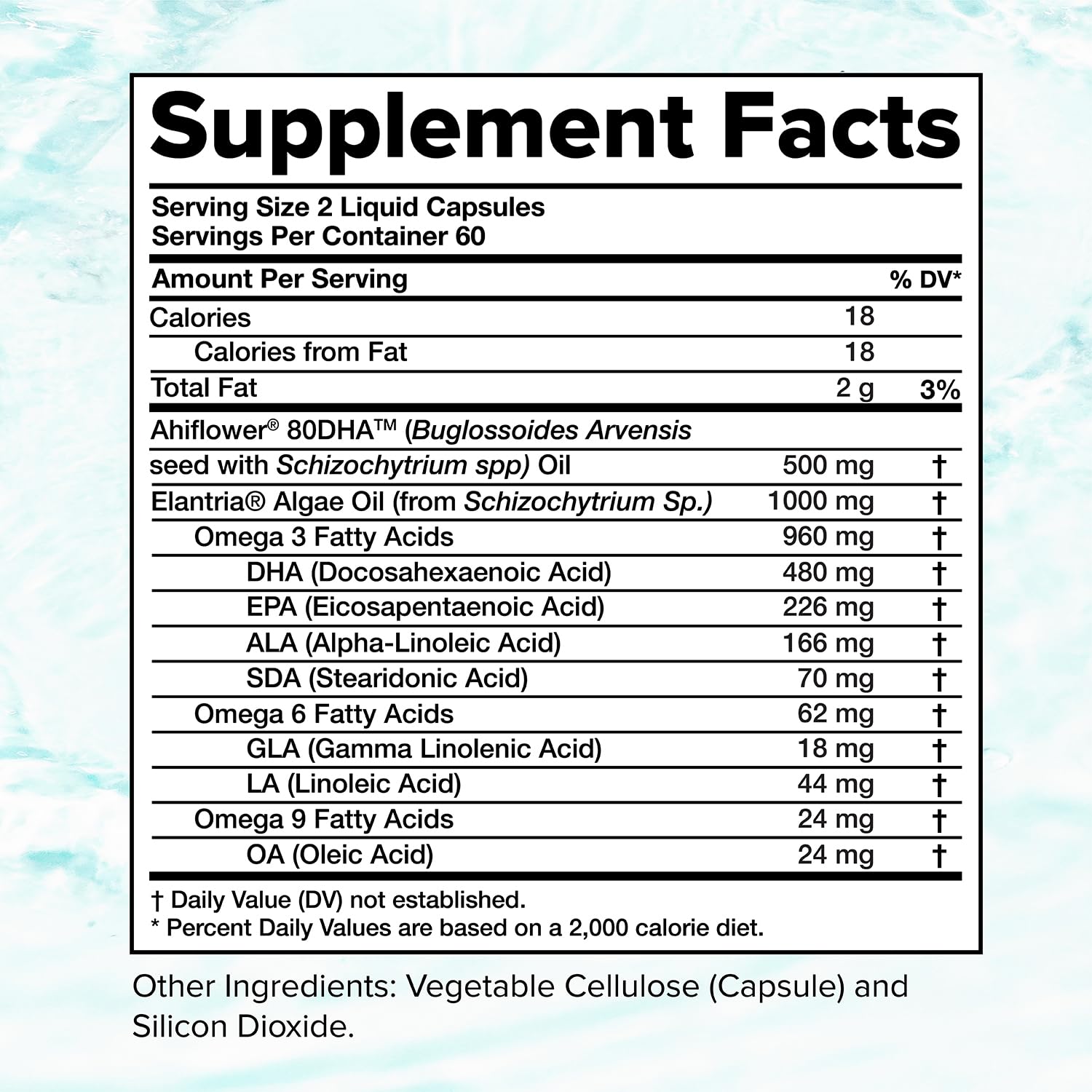 Third-party tested seal on Complement omega-3 supplement for purity