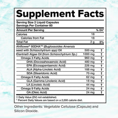 Third-party tested seal on Complement omega-3 supplement for purity