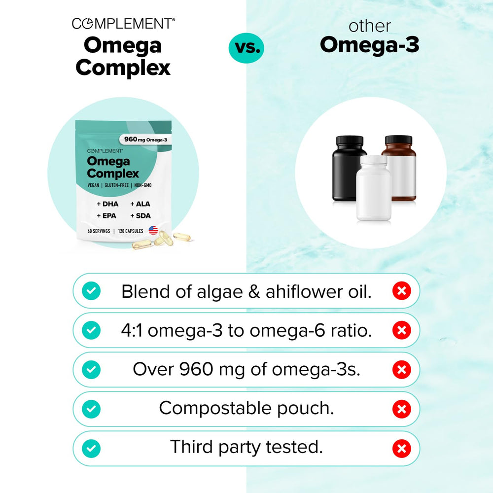 Complement omega-3 citrus flavor capsules with no fishy aftertaste