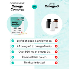 Complement omega-3 citrus flavor capsules with no fishy aftertaste