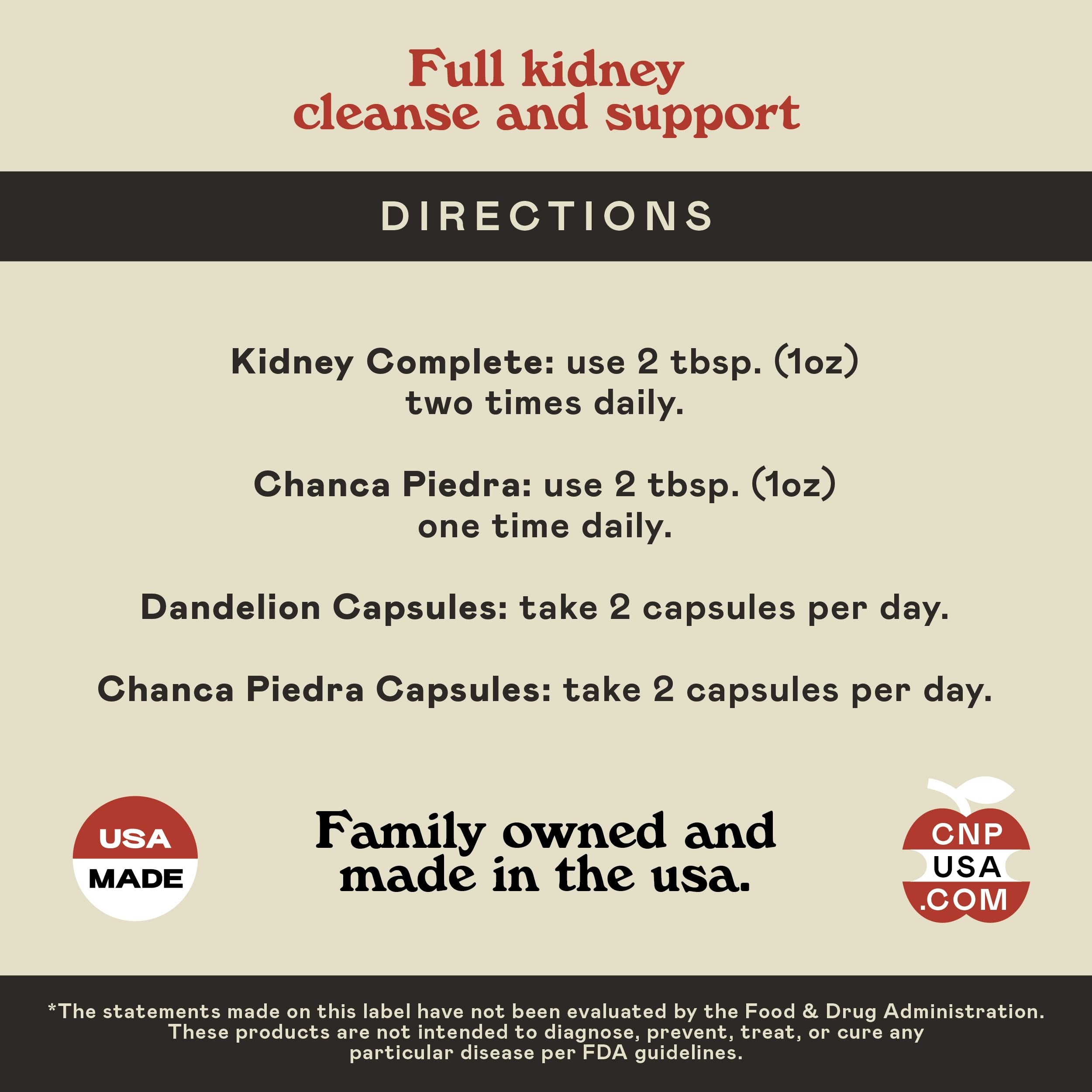 Chanca Piedra and Hibiscus ingredients visible in Kidney Complete blend.