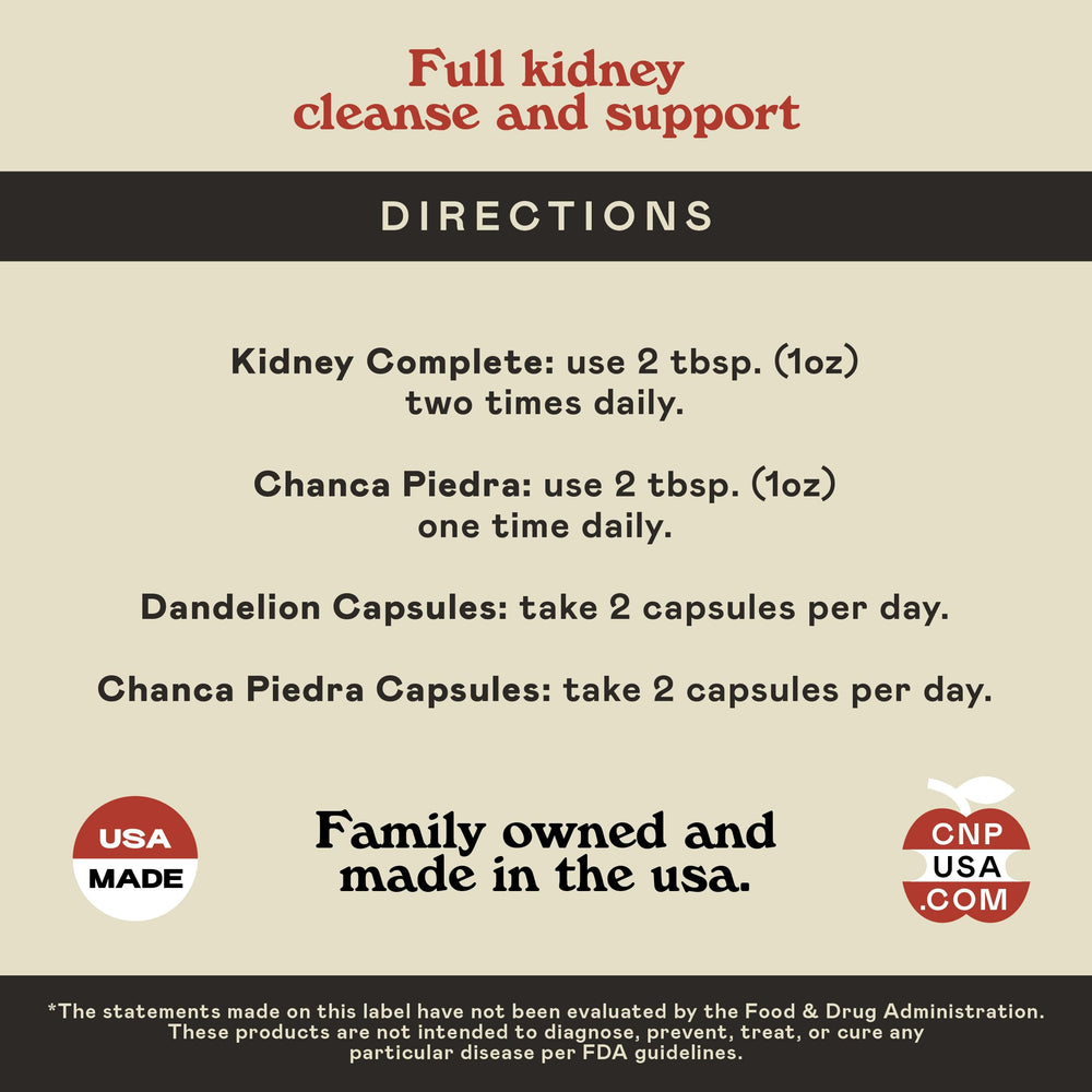 Chanca Piedra and Hibiscus ingredients visible in Kidney Complete blend.