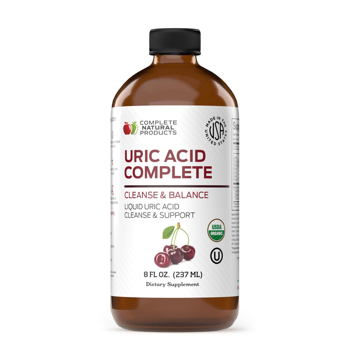 Complete Natural Products Uric Acid Complete bottle on counter supports daily uric acid balance.