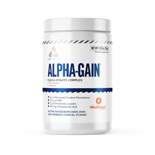 Complete Nutrition Alpha Gain bottle front view for clean athletic support