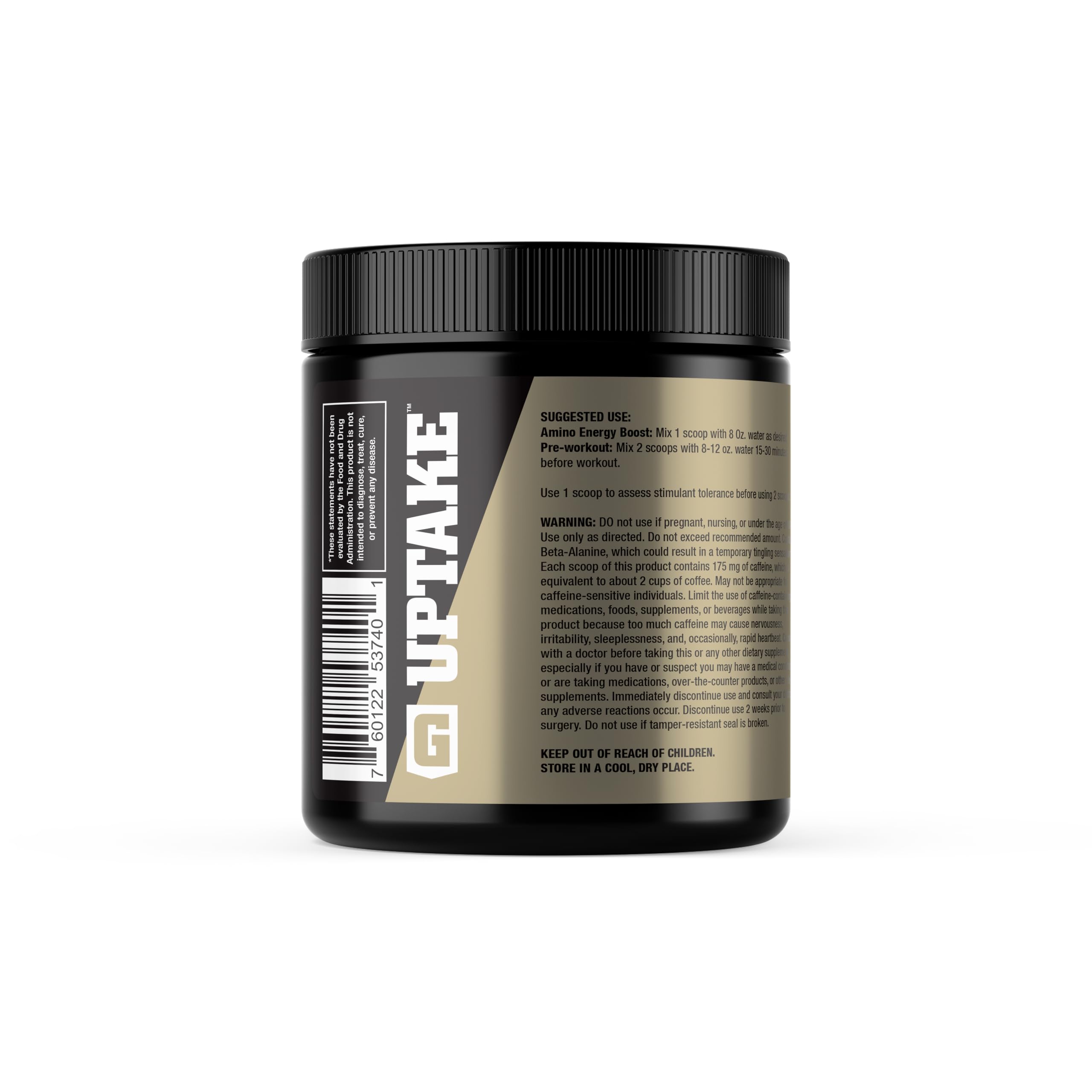 Complete Nutrition Elite Gold Amino Uptake green energy icon highlights caffeine-derived boost.