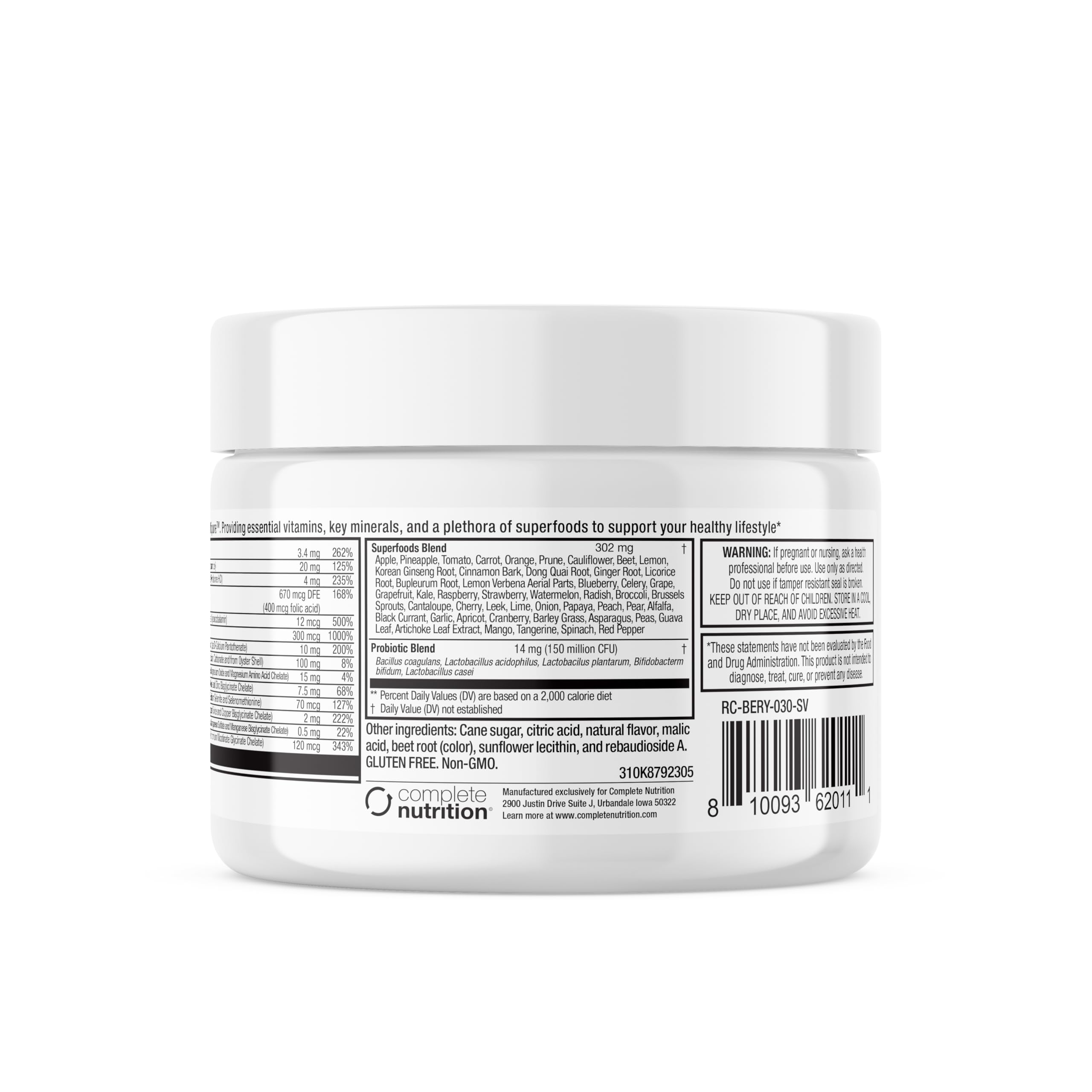 Close-up of the Reclaim Multi Pure label showing key nutrients and usage.