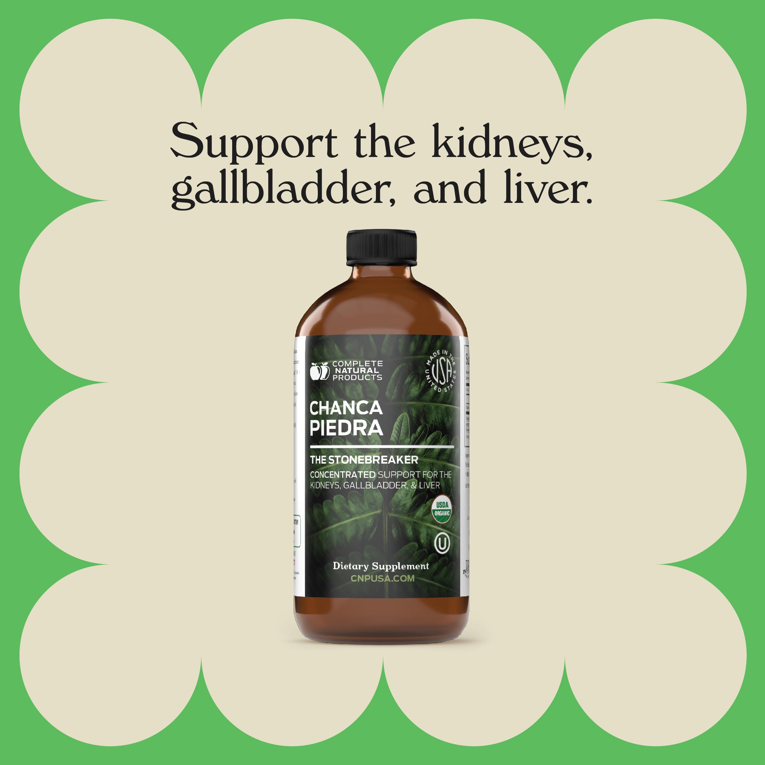 Organic sourcing imagery for Complete Natural Products Chanca Piedra concentrate.