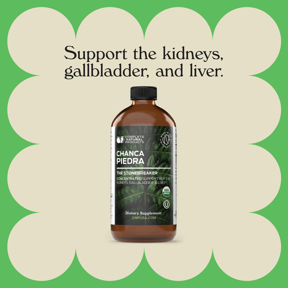 Organic sourcing imagery for Complete Natural Products Chanca Piedra concentrate.