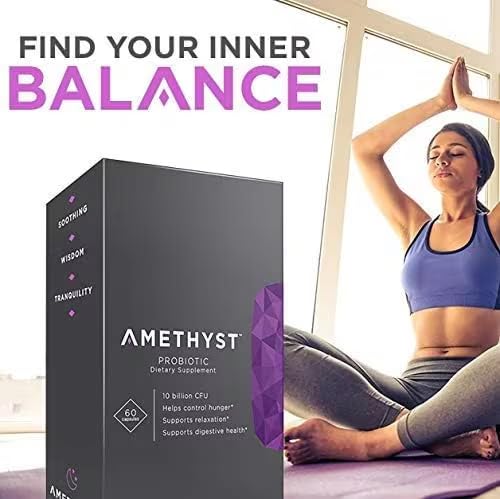 Complete Nutrition Amethyst Probiotic in-use image shows simple daily routine for gut health.