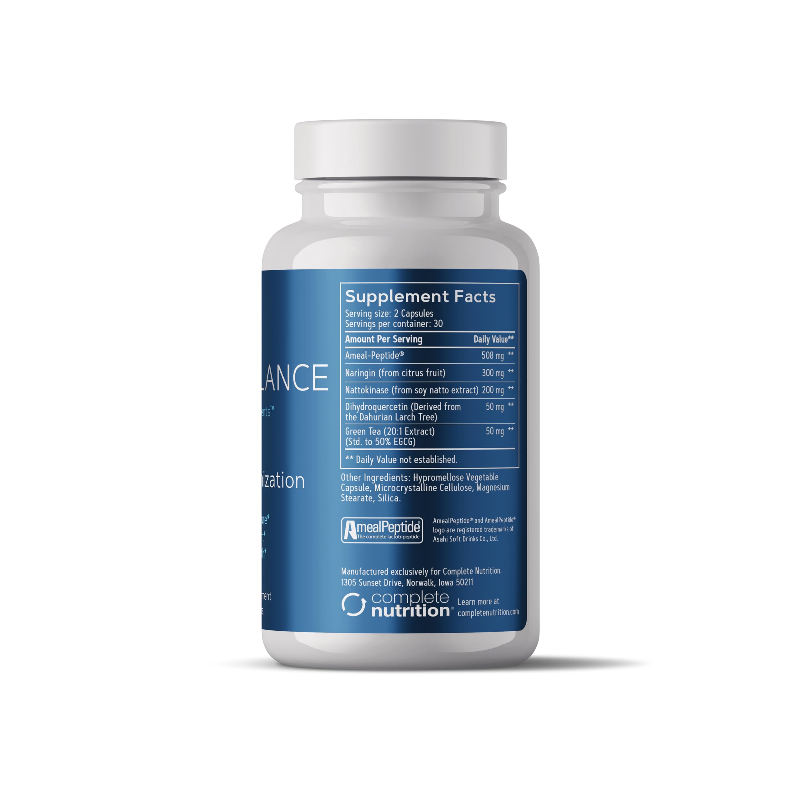Complete Nutrition HemoBalance bottle in hand for on-the-go wellness routine.