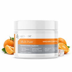 Complete Nutrition Reclaim Multi Pure Mandarin Clementine tub showing immune-support formula