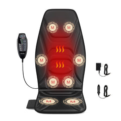 Comrelax back massage chair pad with heat in front view, easing tense shoulders.