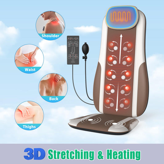 Comrelax back massager with heat provides warm, soothing relief.