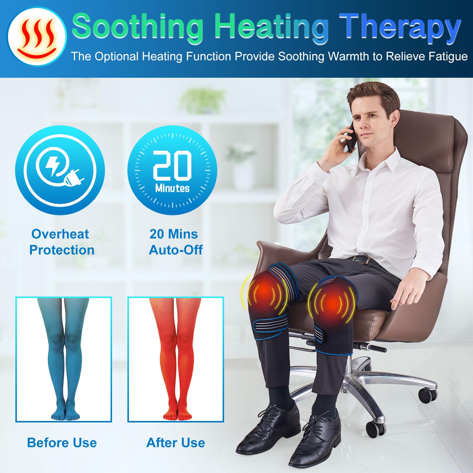 Comrelax knee massager vibration modes soothe muscles after workouts