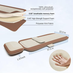 Comrelax portable massage mat fits on sofa or chair for convenient relief.