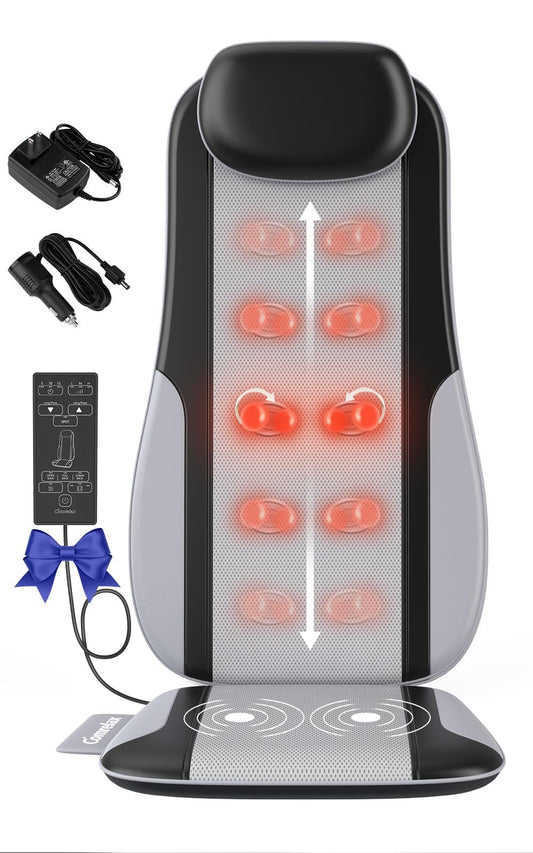 Comrelax back massager with heat ball delivers soothing warmth.