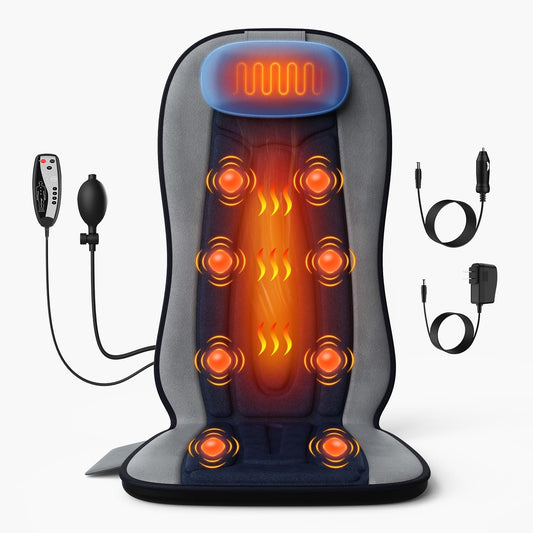comrelax vibration back massager with heat and neck support for chair use