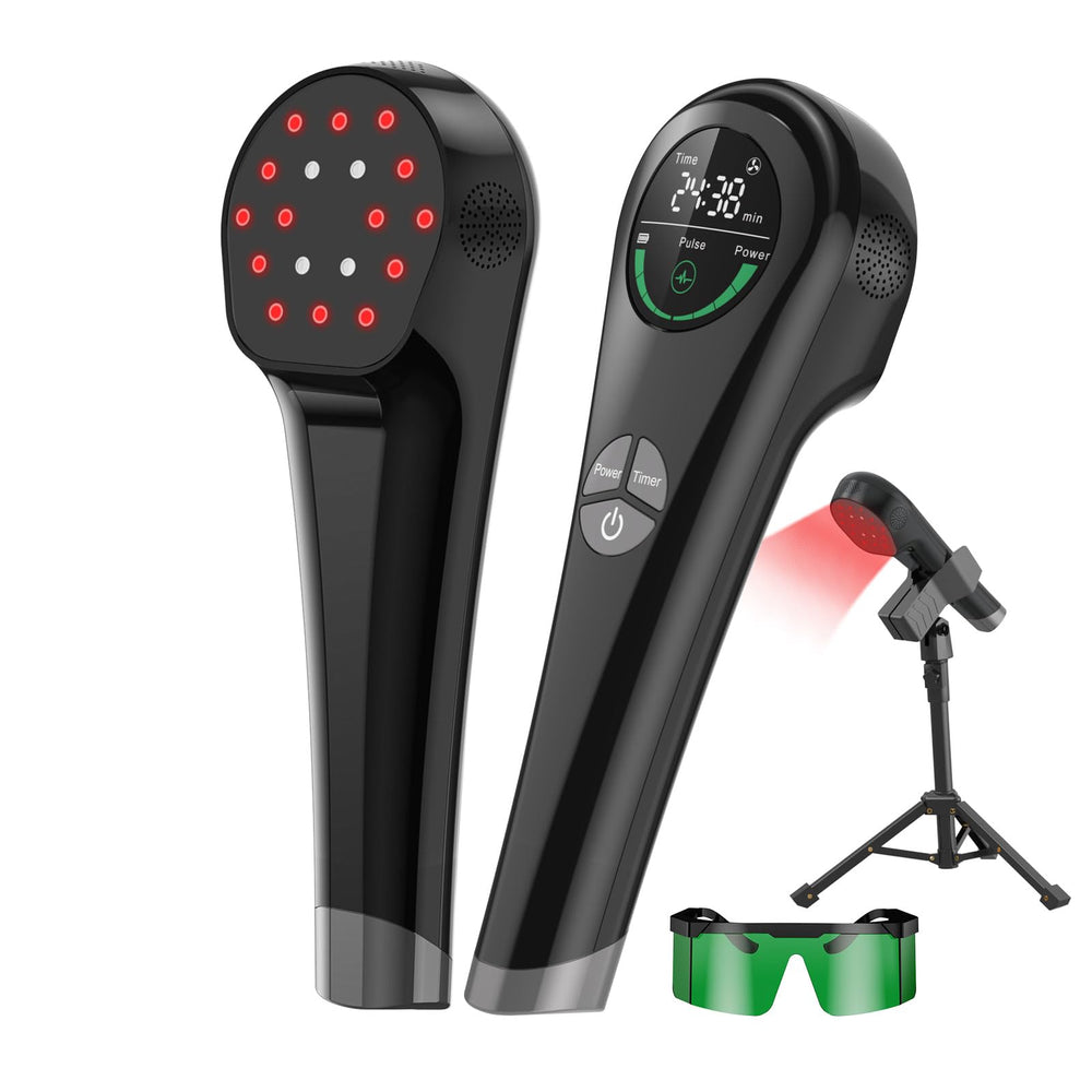 COMSYNC handheld red light device with stand for hands free sessions