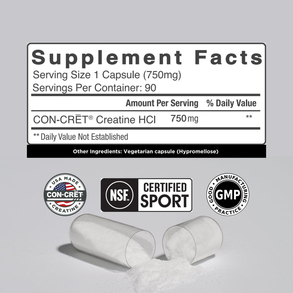CON-CRET Creatine HCl dissolving in water for quick absorption.