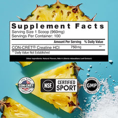 CON-CRET Creatine HCl powder dissolving in water for fast absorption and small-dose benefits.