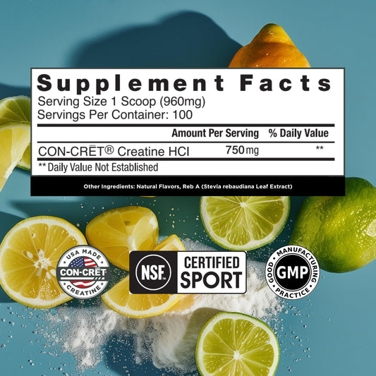 CON-CRET Creatine HCl mixing into a shaker ensures quick solubility and smooth texture.
