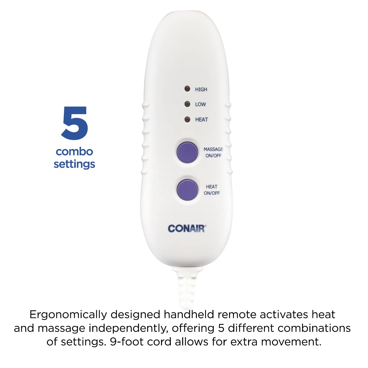 Conair Comfort pad wrapped around shoulder demonstrates secure placement.