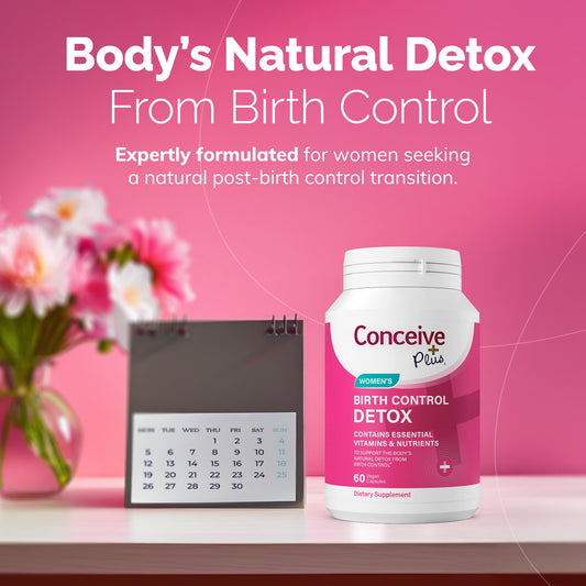 Conceive Plus detox packaging close-up highlighting a 30-day cleanse concept.