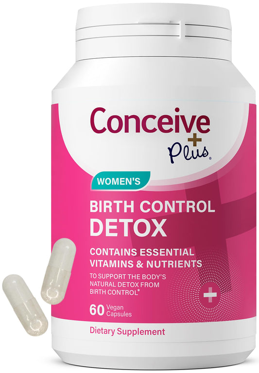 Conceive Plus fertility detox bottle on shelf supports daily preconception balance.