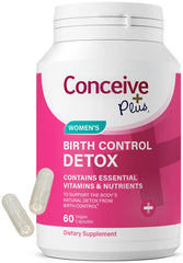 Conceive Plus fertility detox bottle on shelf supports daily preconception balance.