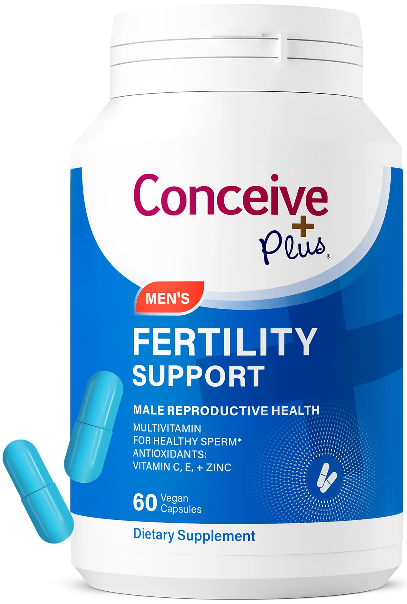 CONCEIVE PLUS men's fertility support bottle front view for reproductive wellness
