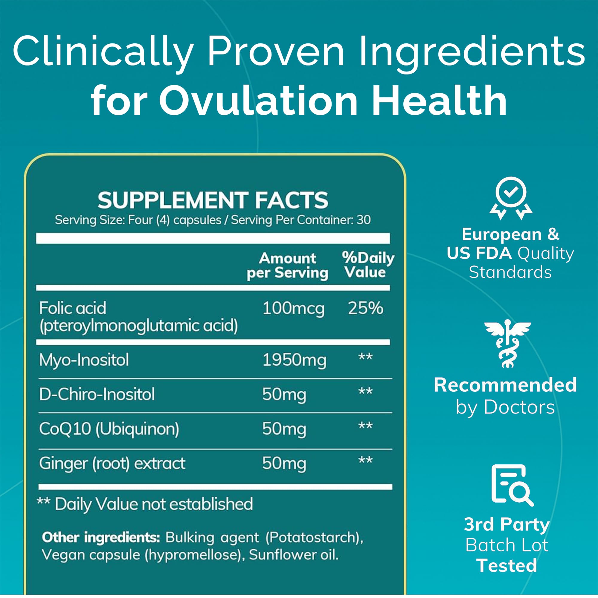 Myo-Inositol and D-Chiro Inositol ingredients in Conceive Plus for hormonal balance.