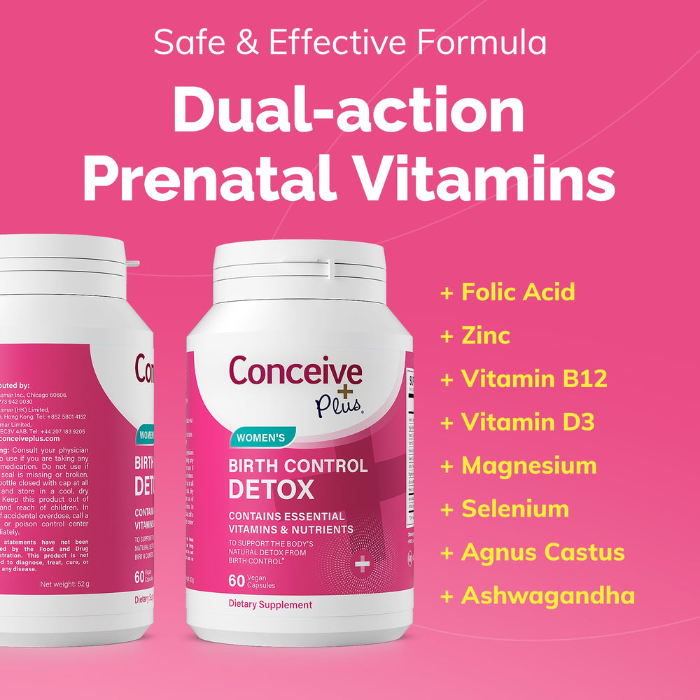 Conceive Plus organic ingredients label signaling natural preconception nutrition.