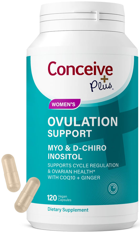 Conceive Plus ovulation support bottle shown for balanced cycles and fertility planning.
