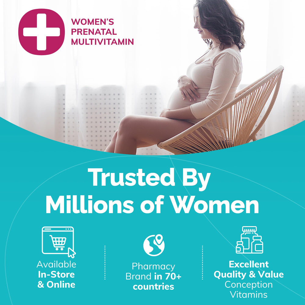Conceive Plus Prenatal vegan capsules visible, convenient daily vegan prenatal nutrition.