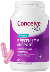 CONCEIVE PLUS bottle close-up for daily preconception support.