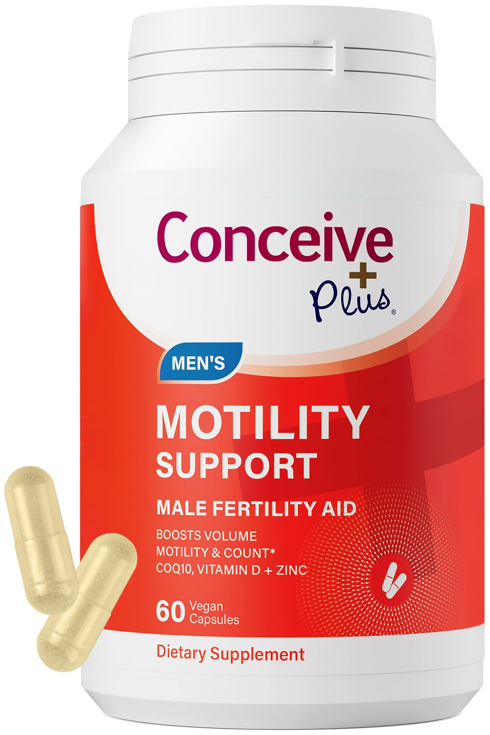 CONCEIVE PLUS Motility bottle view showing packaging and daily fertility routine support