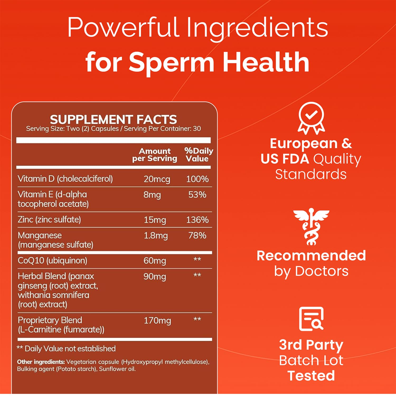CONCEIVE PLUS Motility label close-up with nutrients for male wellness