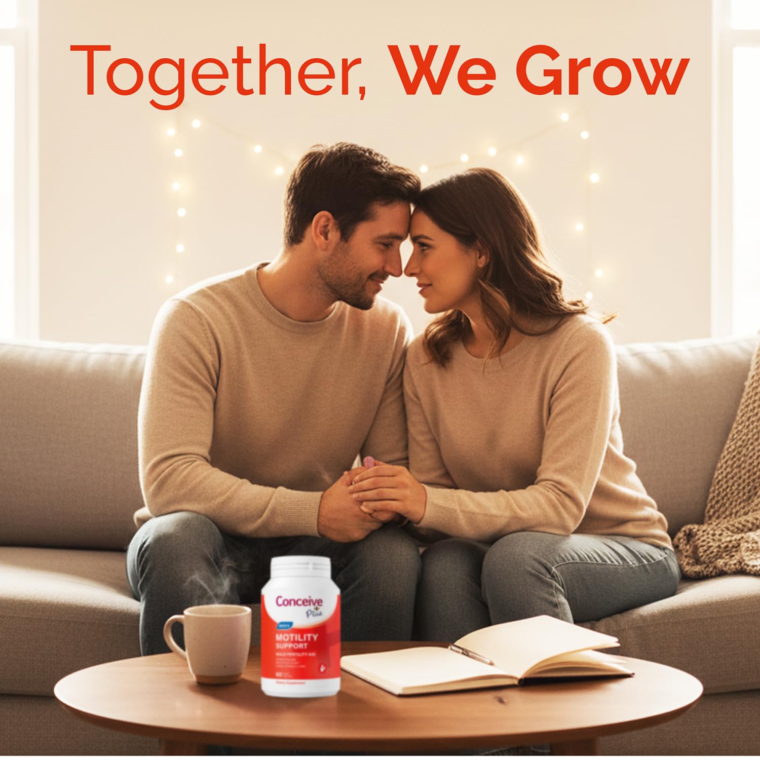 CONCEIVE PLUS Motility on a bedside table fits everyday wellness routines
