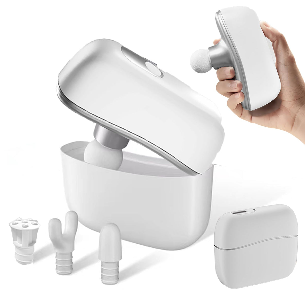 CondGood mini massage gun with integrated case, top view, for ultimate portability.