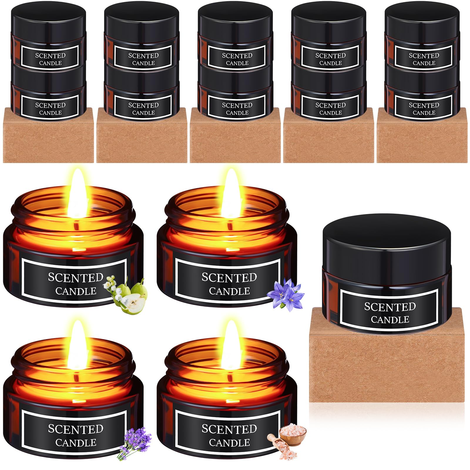 Conelist pear-freesia mini candle in amber glass for a bright, calming aroma