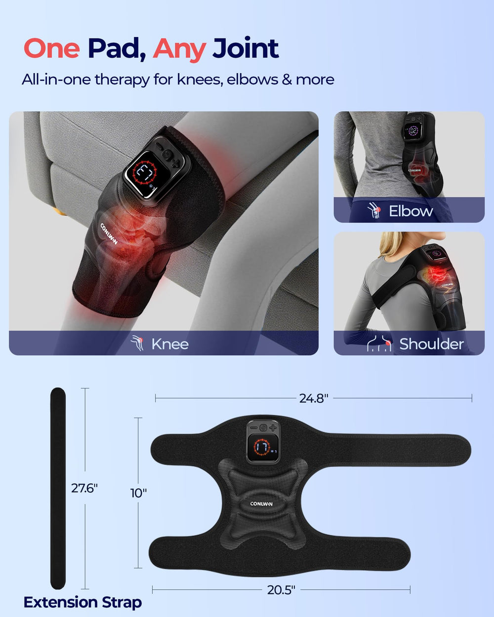 CONLWIN cordless massager powered by a 4000mAh battery for longer use
