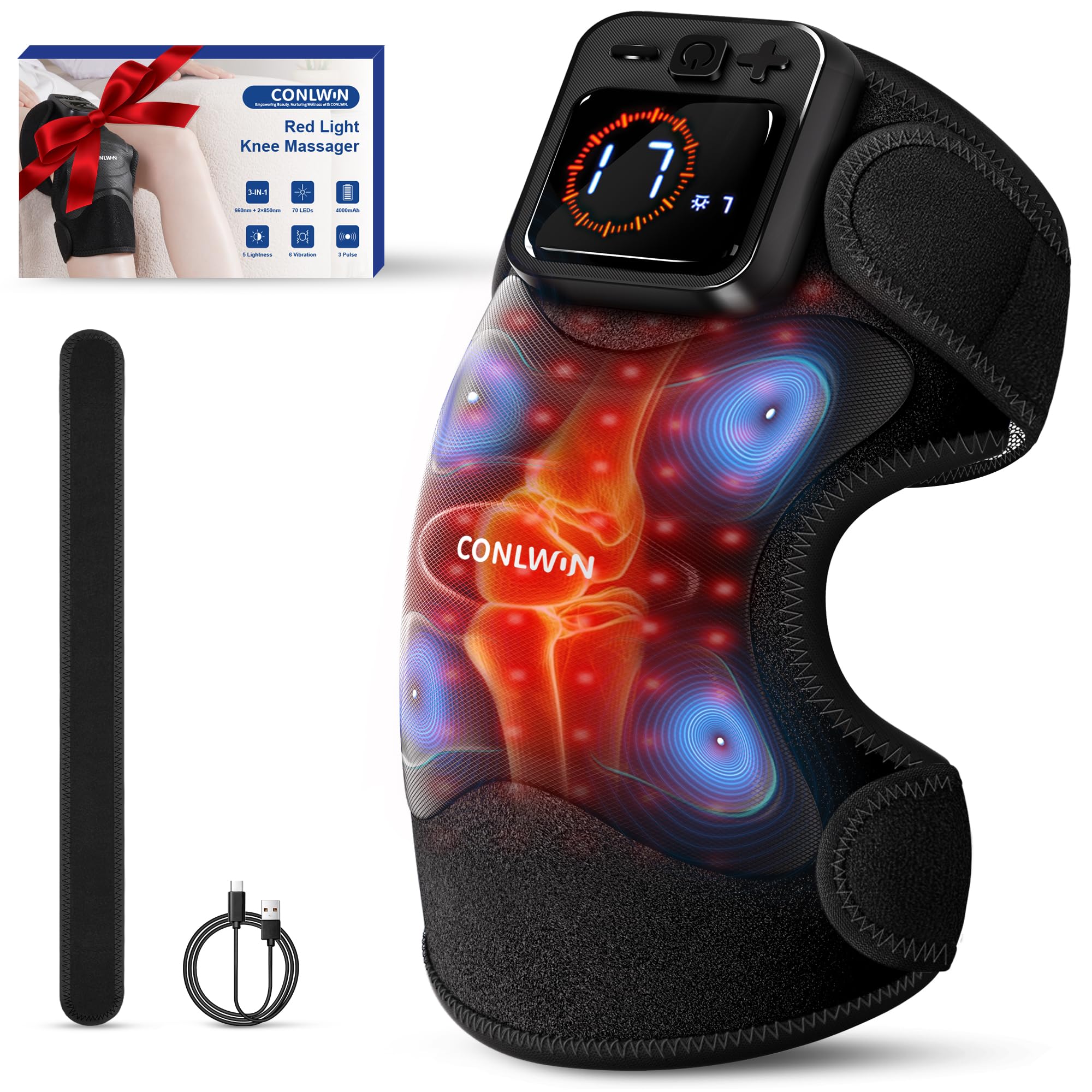 CONLWIN knee massager with heat and red light for targeted knee comfort at home