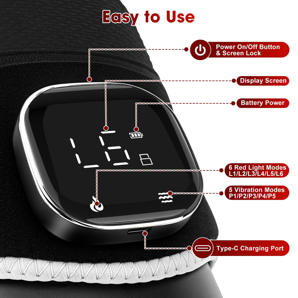 Connova knee brace heated vibration detail for customizable comfort.